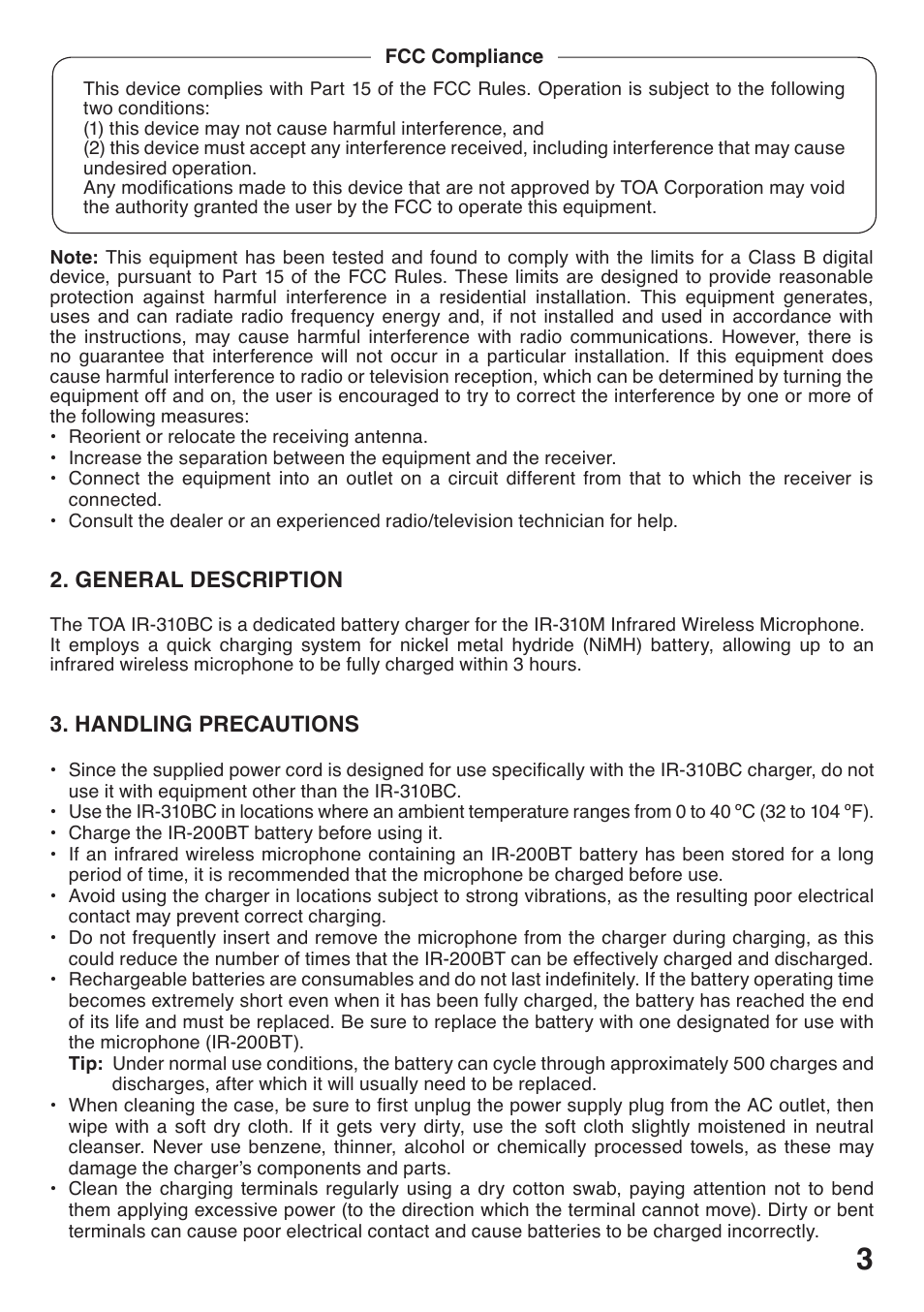 Toa IR-310BC User Manual | Page 3 / 8