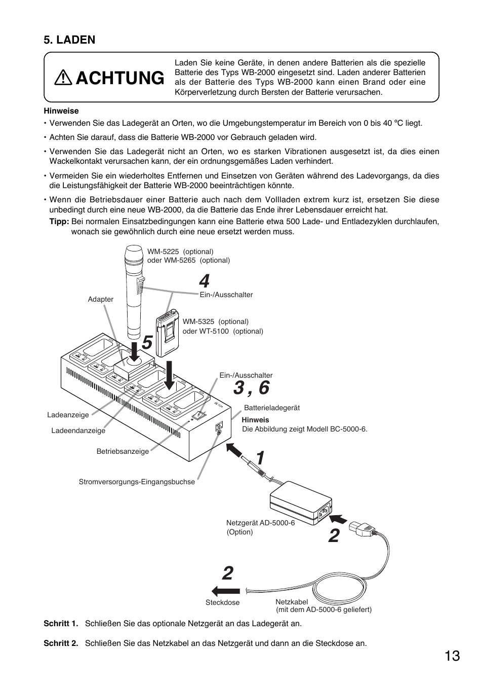 Achtung | Toa BC-5000-12 User Manual | Page 13 / 44
