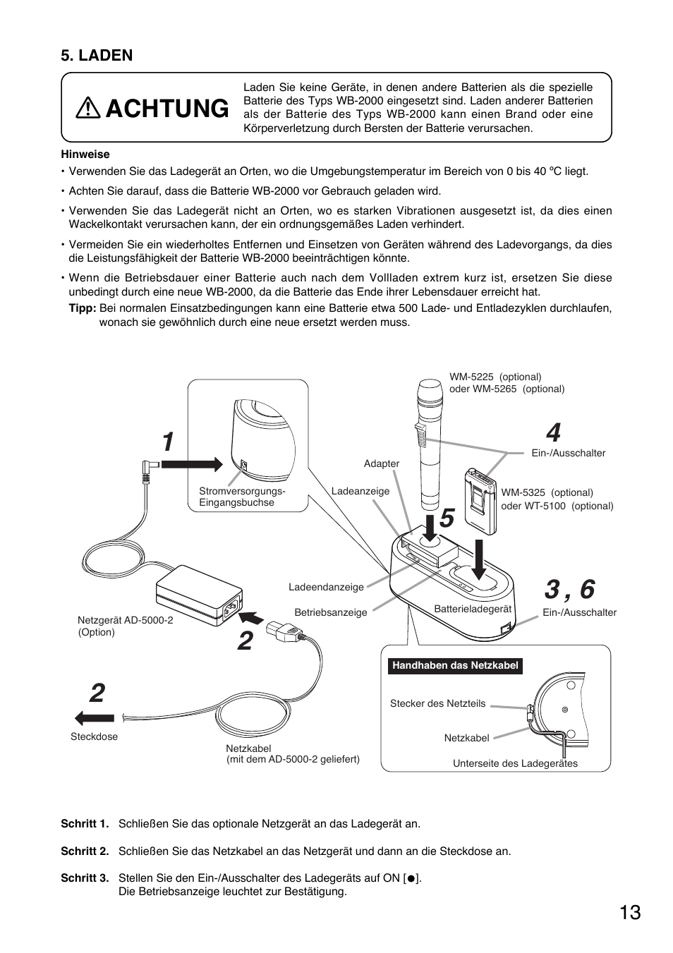 Achtung | Toa BC-5000-2 User Manual | Page 13 / 44