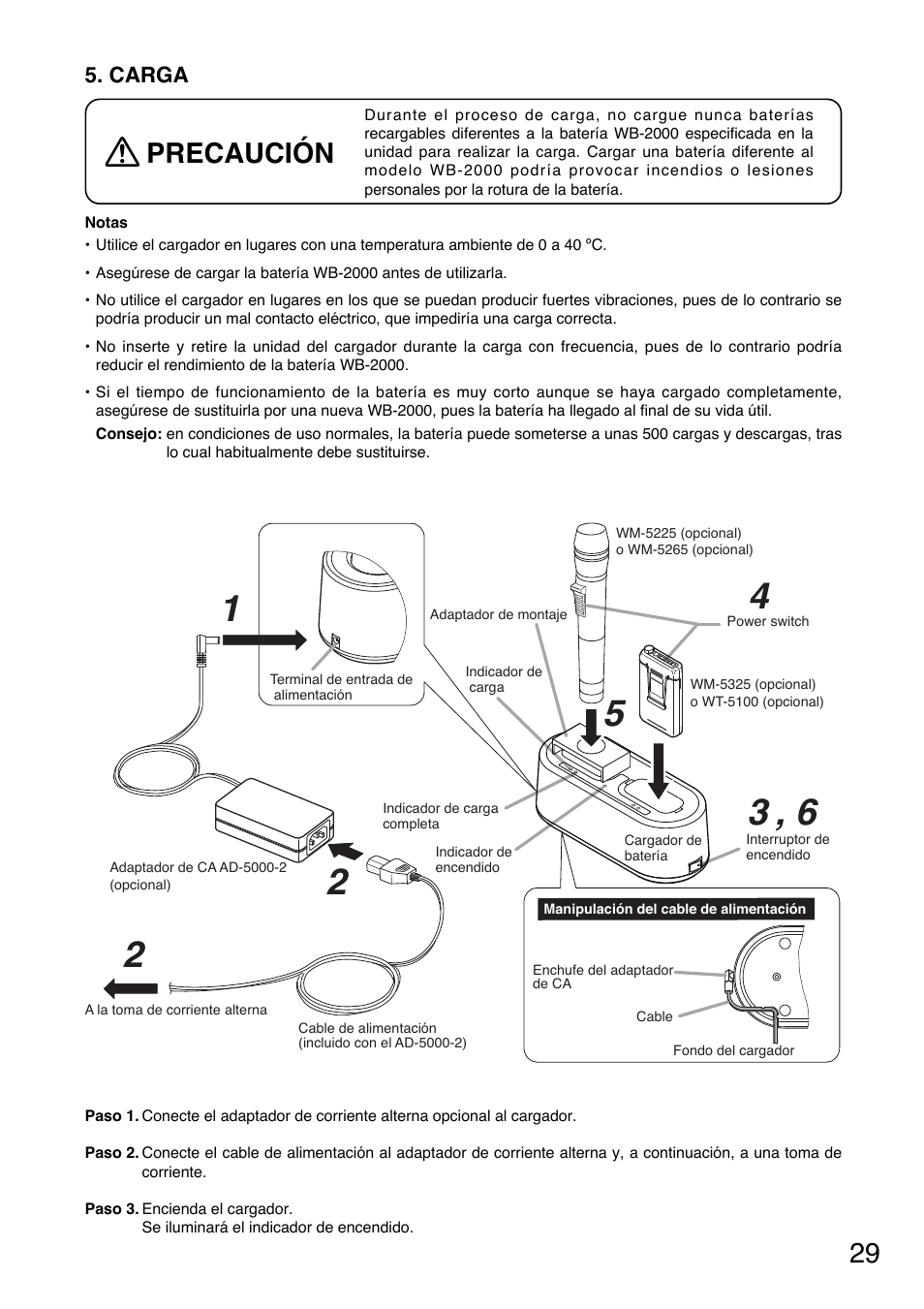 Precaución | Toa BC-5000-2 User Manual | Page 29 / 44