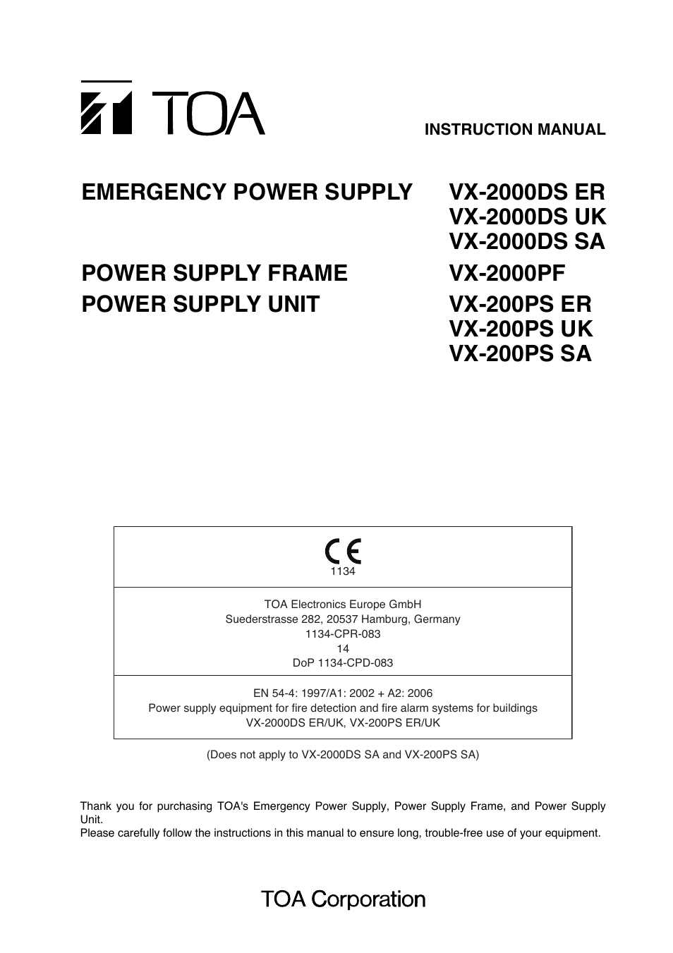 Toa VX-200PS SA User Manual | 32 pages