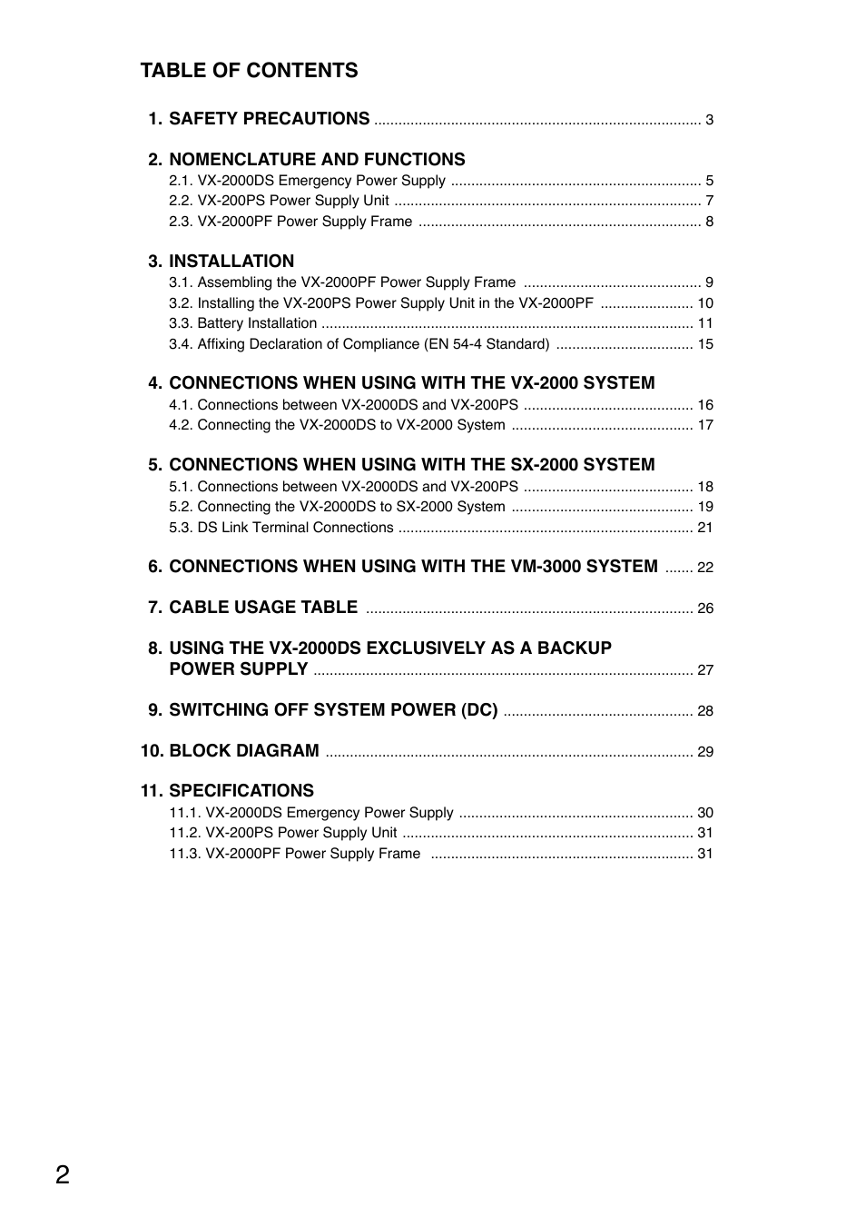 Toa VX-200PS SA User Manual | Page 2 / 32