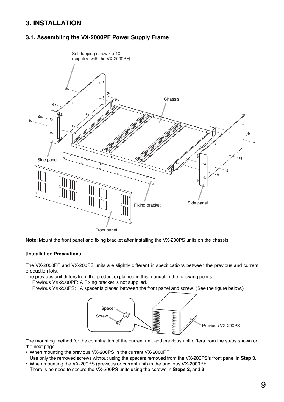 Installation | Toa VX-200PS SA User Manual | Page 9 / 32