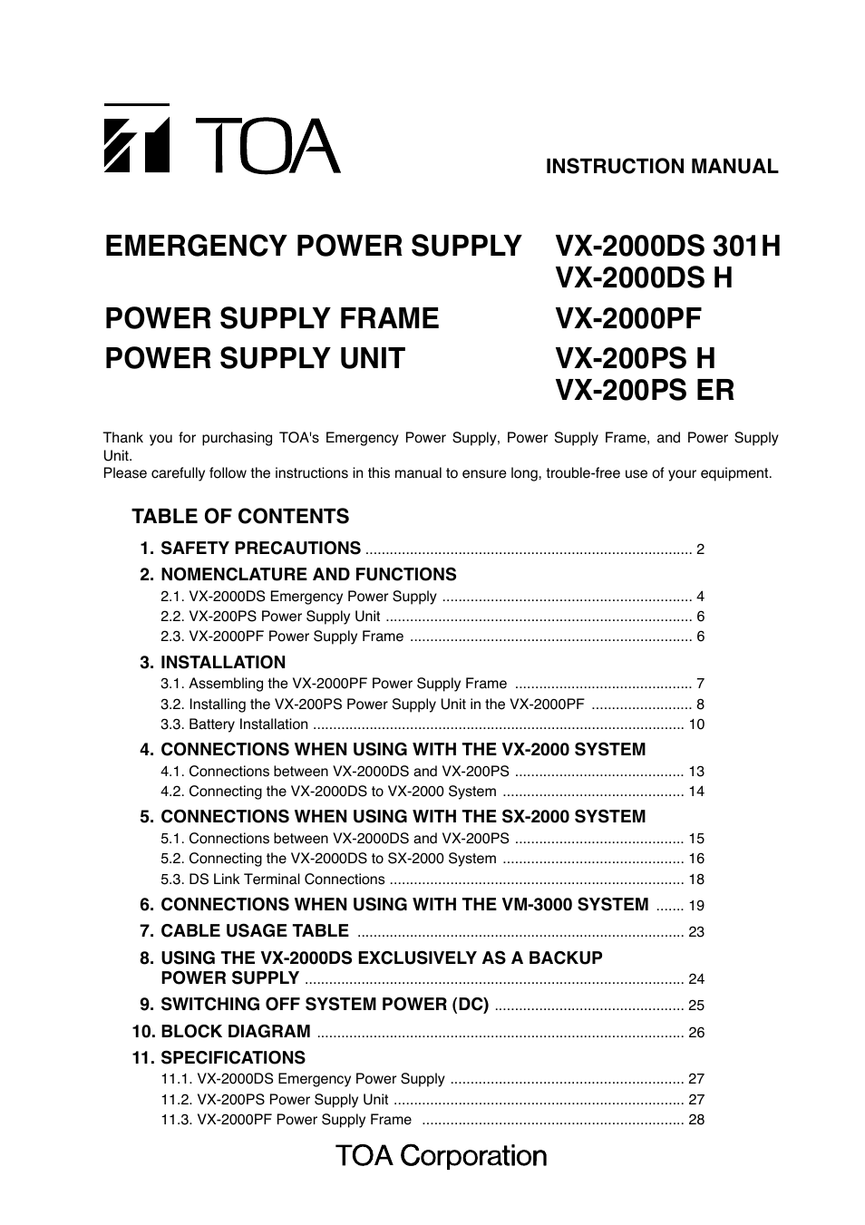 Toa VX-200PS ER User Manual | 28 pages