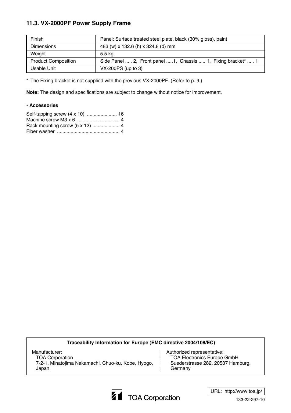 Toa VX-200PS ER User Manual | Page 28 / 28