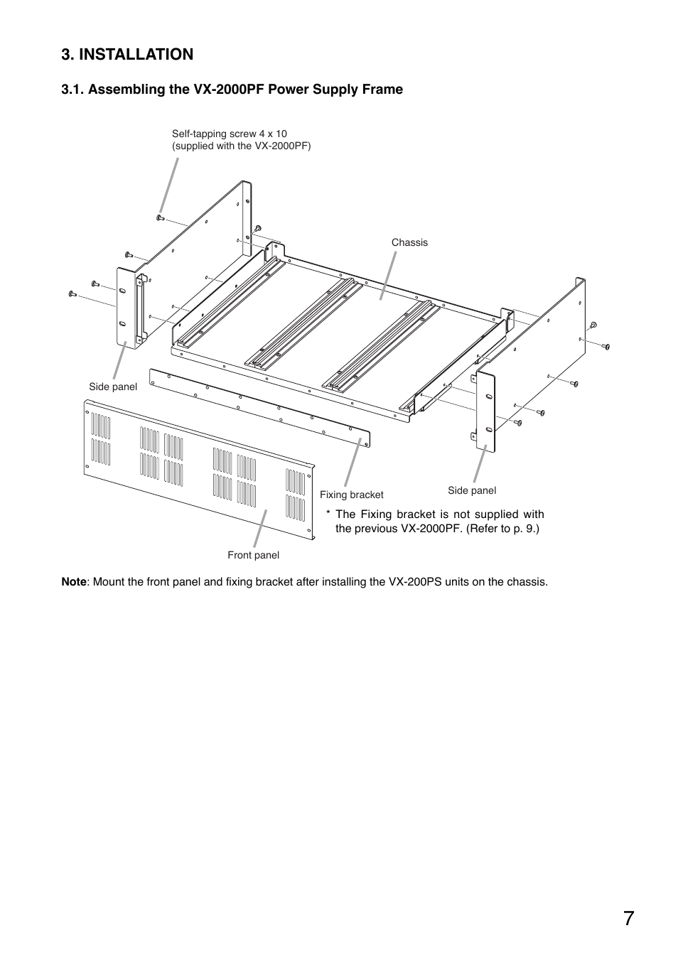 Installation | Toa VX-200PS ER User Manual | Page 7 / 28