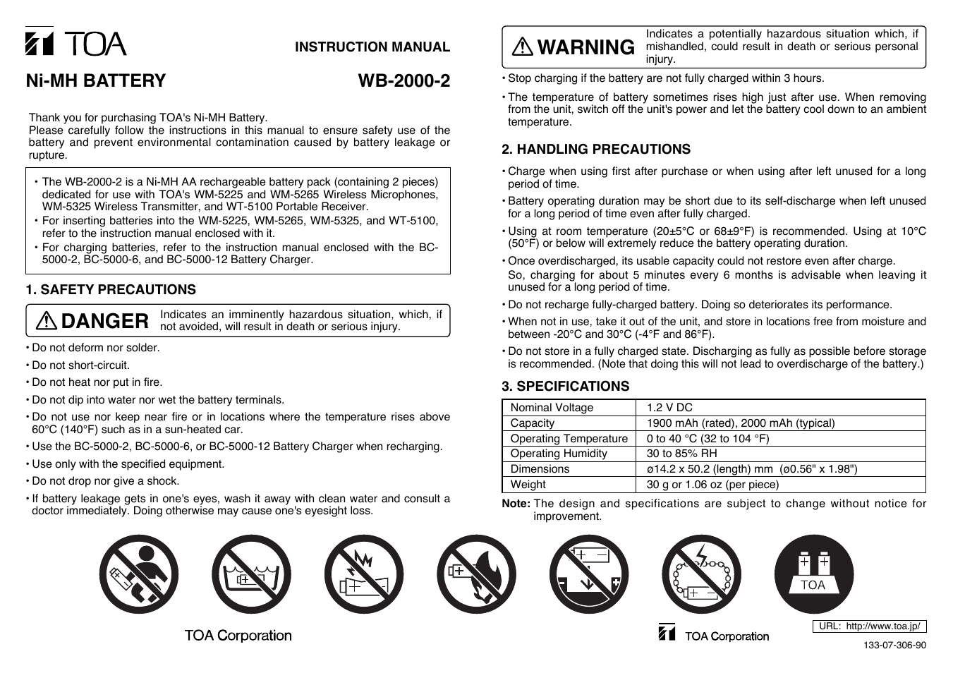 Toa WB-2000-2 User Manual | 2 pages