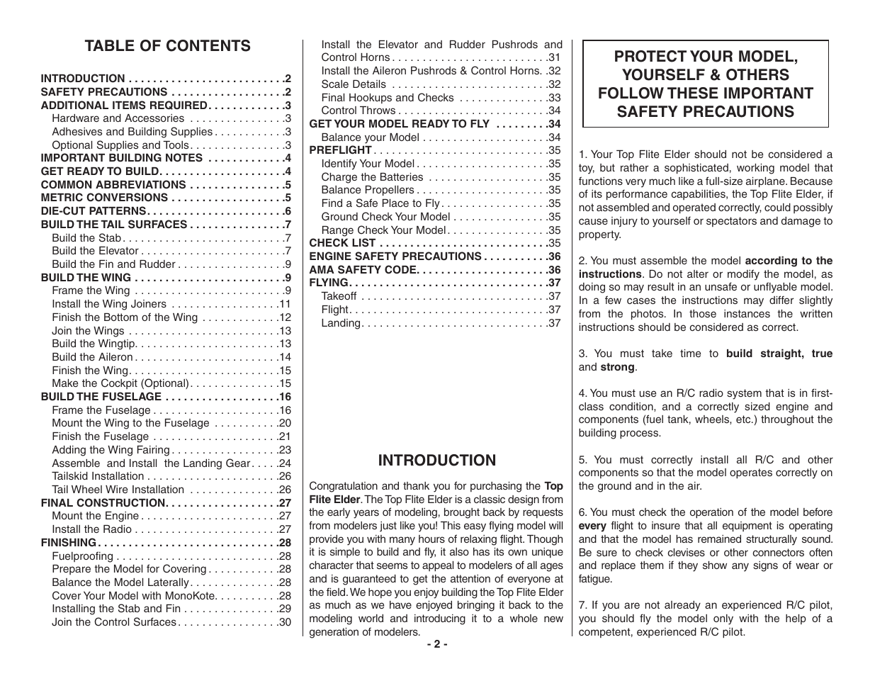 Top Flite TOPA0215 User Manual | Page 2 / 42