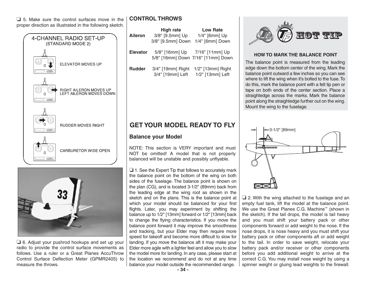 Get your model ready to fly | Top Flite TOPA0215 User Manual | Page 34 / 42