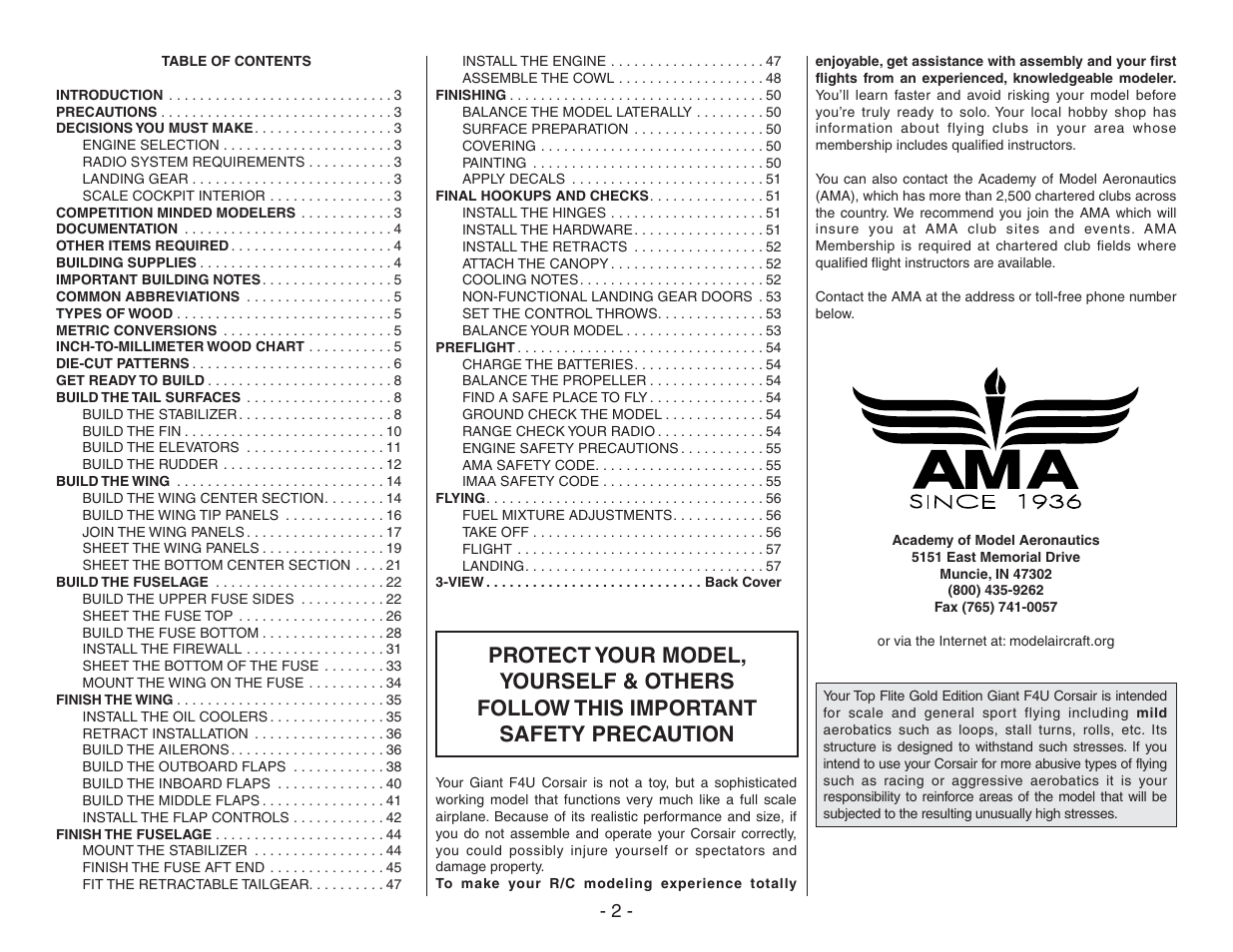 Top Flite TOPA0410 User Manual | Page 2 / 62