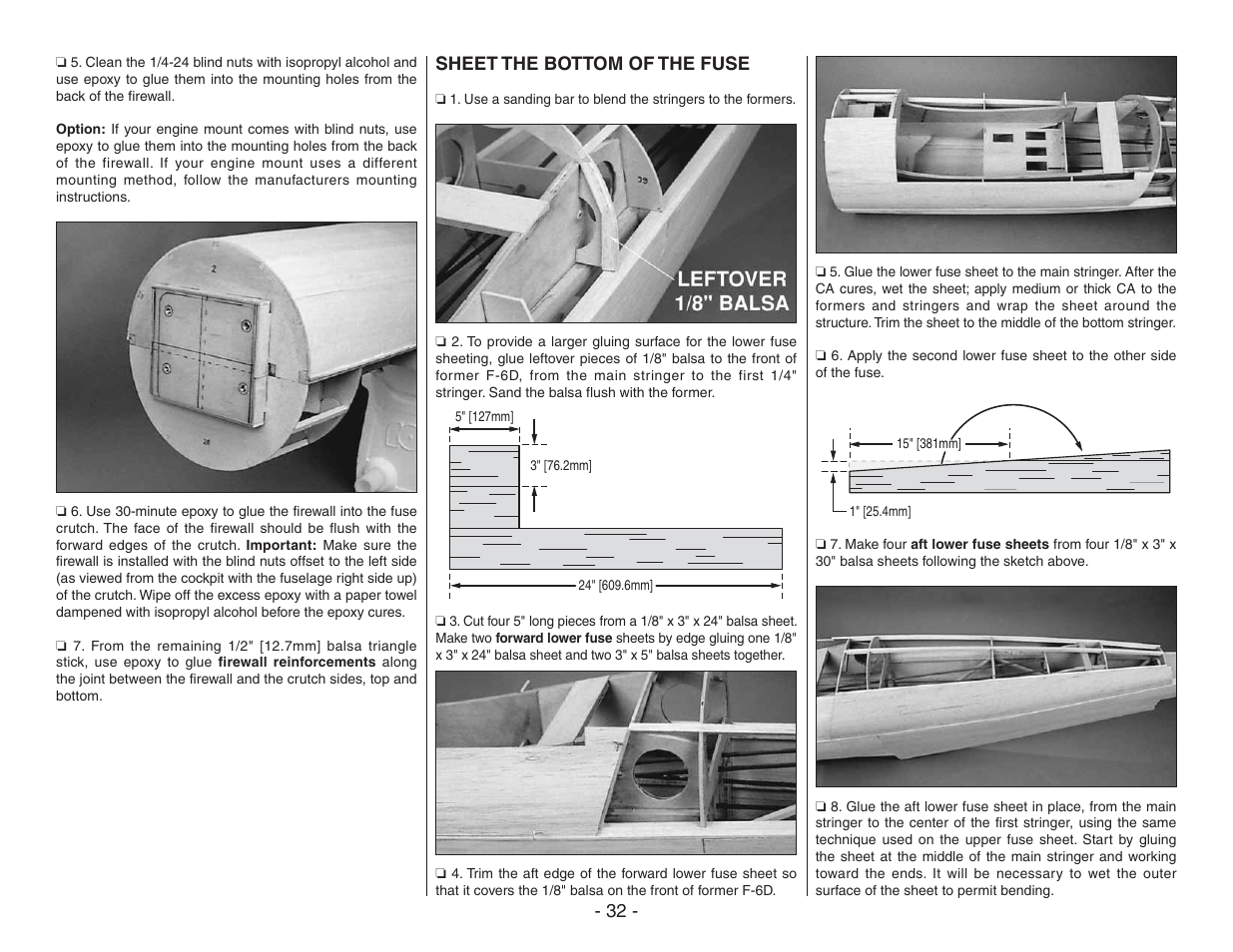 Sheet the bottom of the fuse | Top Flite TOPA0410 User Manual | Page 32 / 62