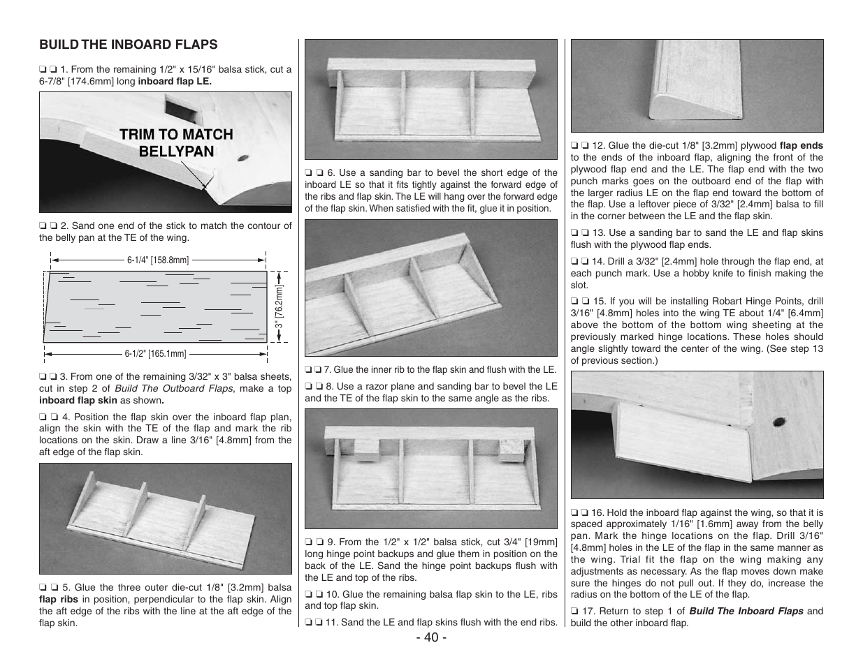 40 - build the inboard flaps | Top Flite TOPA0410 User Manual | Page 40 / 62