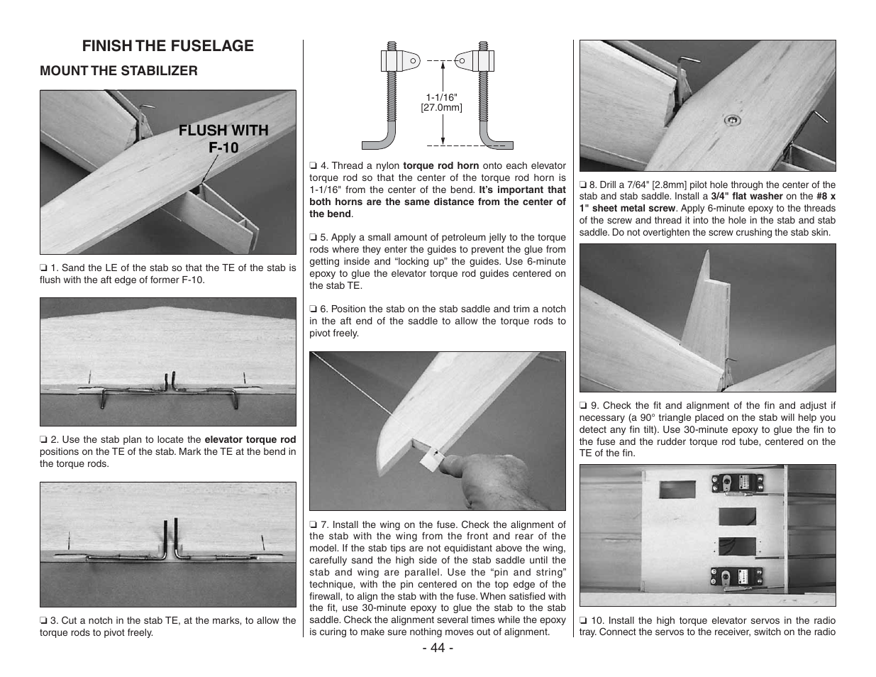 Finish the fuselage | Top Flite TOPA0410 User Manual | Page 44 / 62