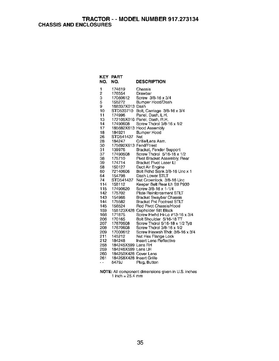 Tractor, Chassis and enclosures | Craftsman 917.273134 User Manual | Page 35 / 60