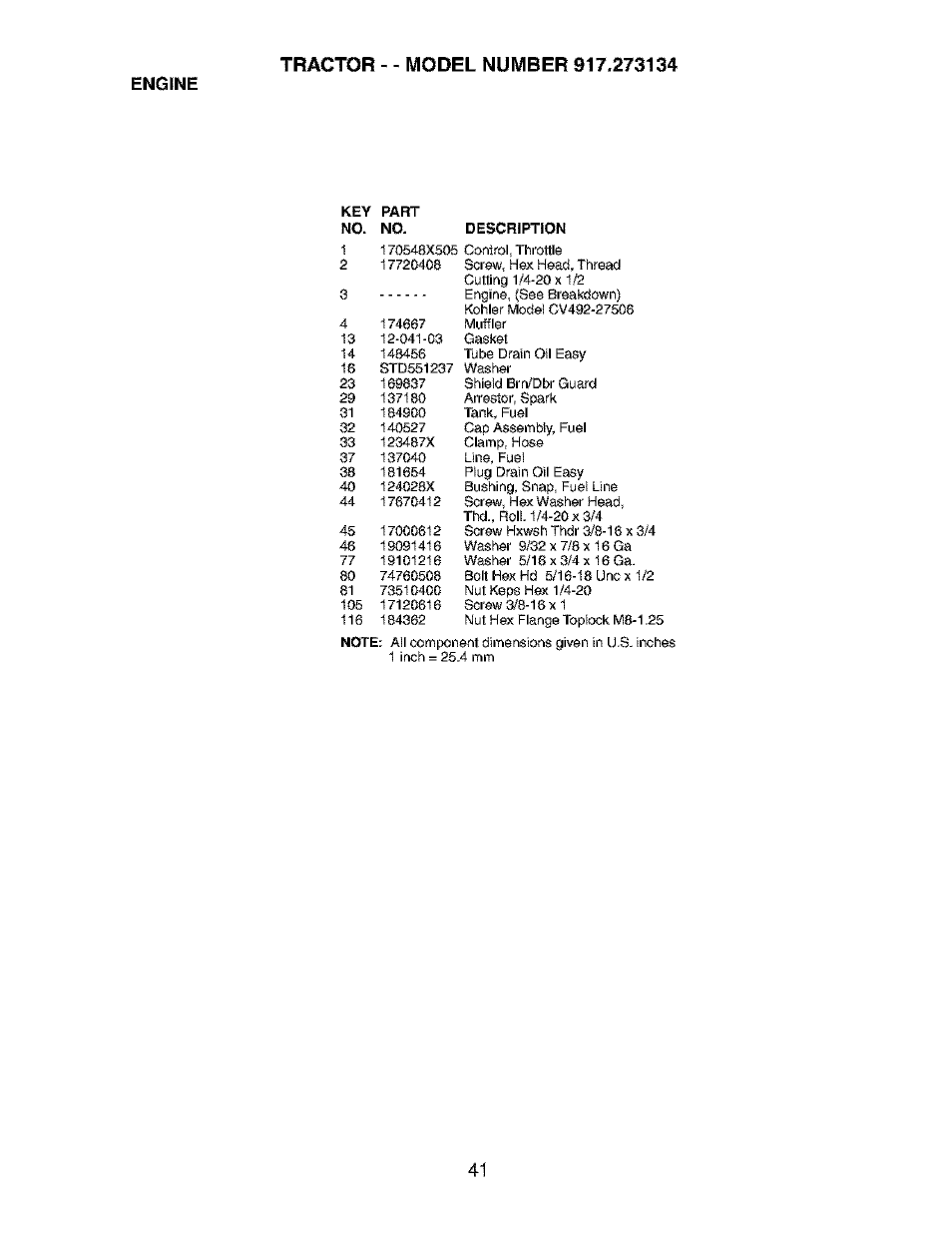 Engine | Craftsman 917.273134 User Manual | Page 41 / 60