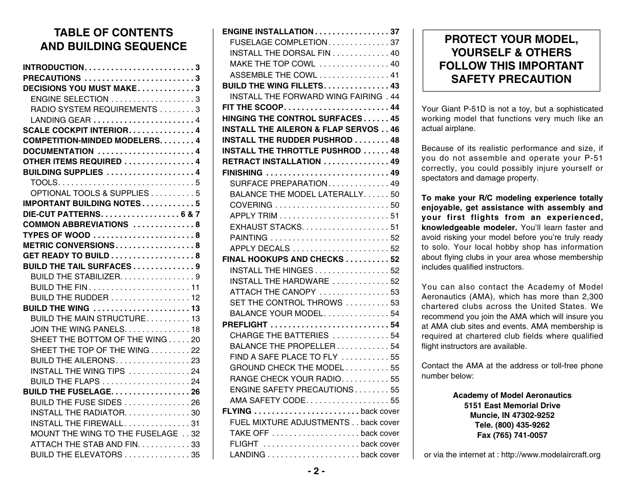 Top Flite TOPA0400 User Manual | Page 2 / 60