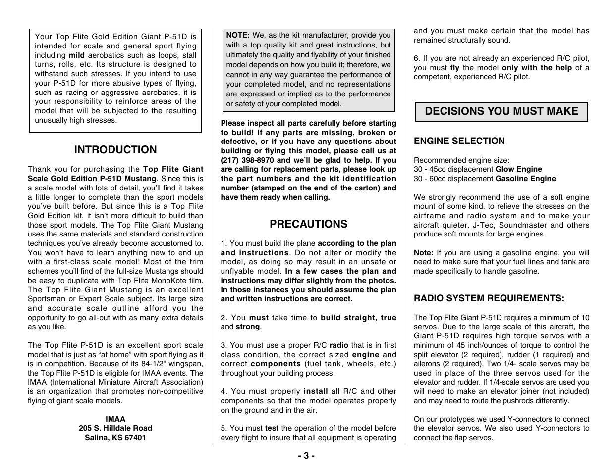 Top Flite TOPA0400 User Manual | Page 3 / 60