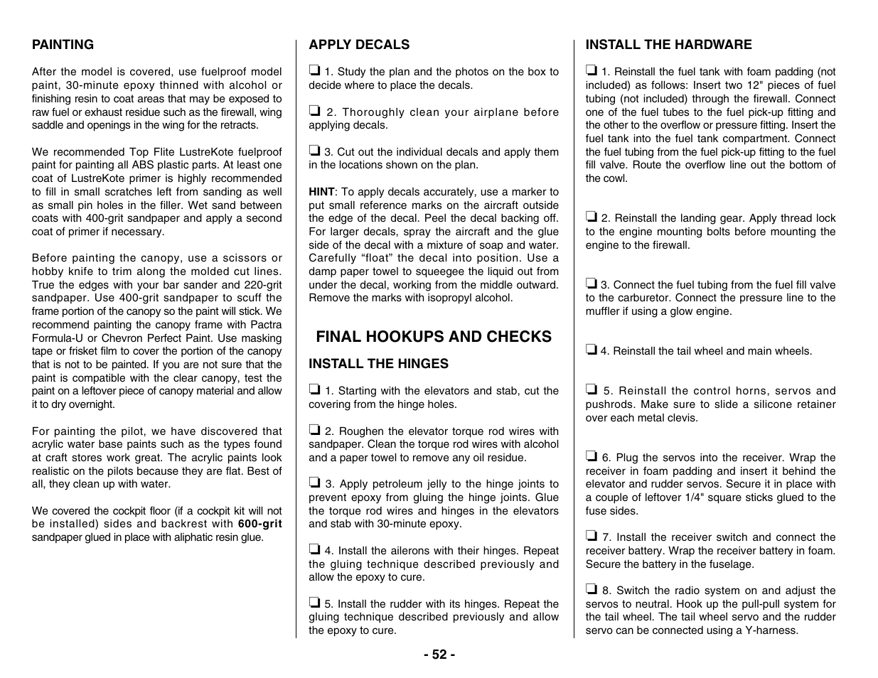 Top Flite TOPA0400 User Manual | Page 52 / 60