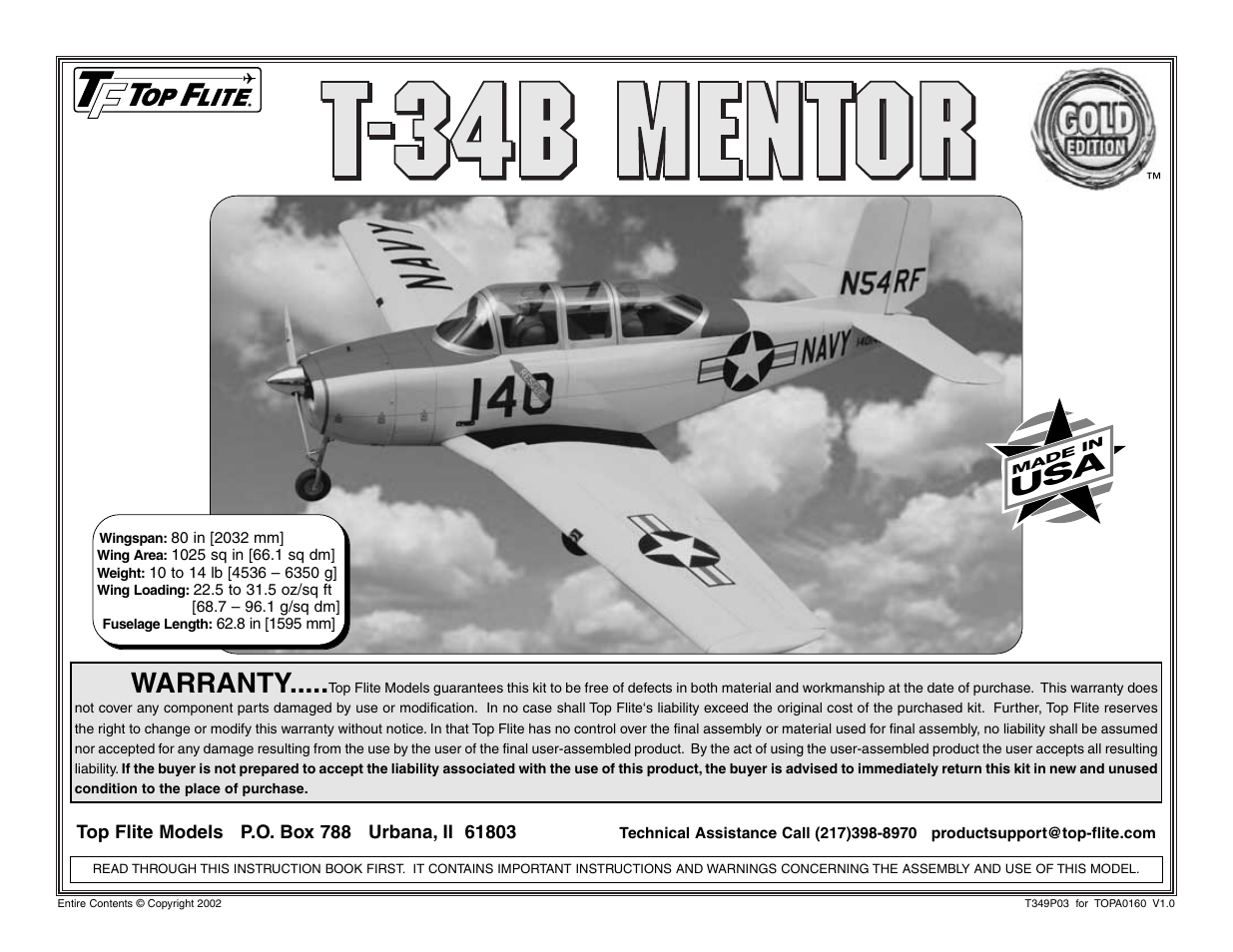 Top Flite TOPA0160 User Manual | 66 pages