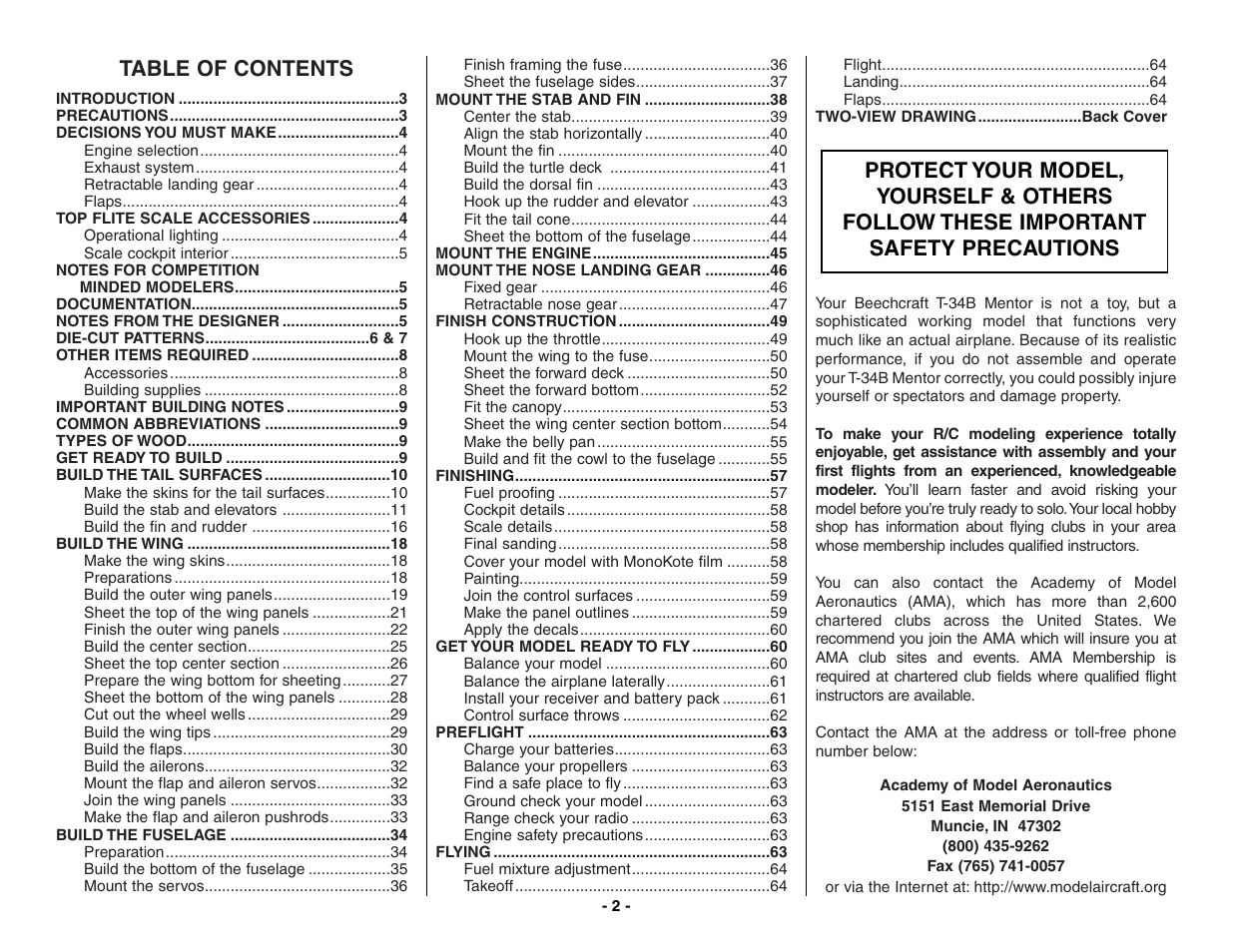 Top Flite TOPA0160 User Manual | Page 2 / 66