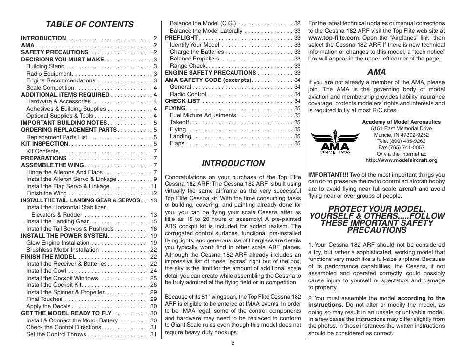 Top Flite TOPA0906 User Manual | Page 2 / 36