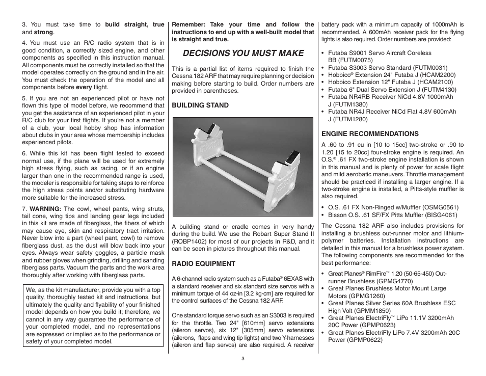 Decisions you must make | Top Flite TOPA0906 User Manual | Page 3 / 36