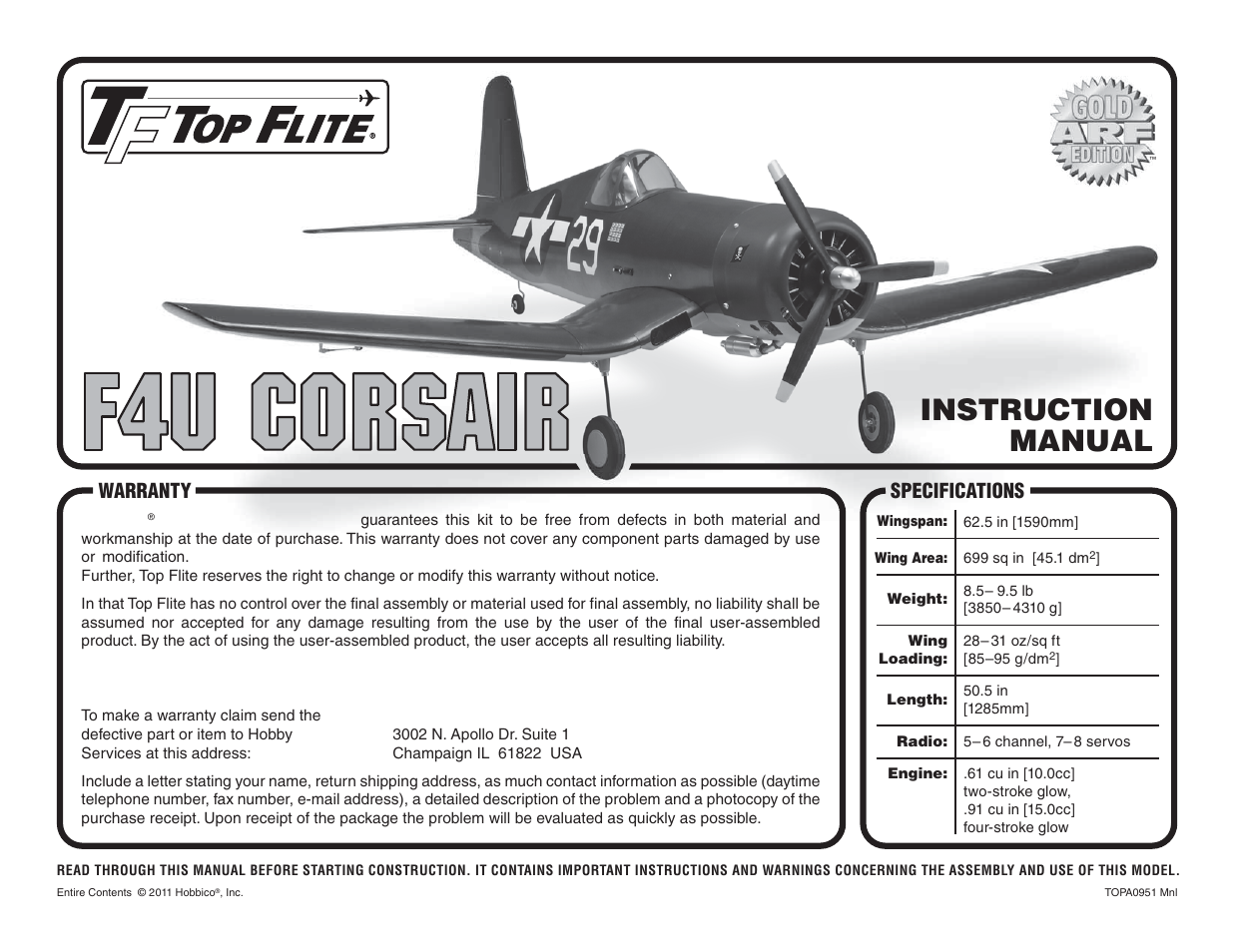 Top Flite TOPA0951 User Manual | 36 pages