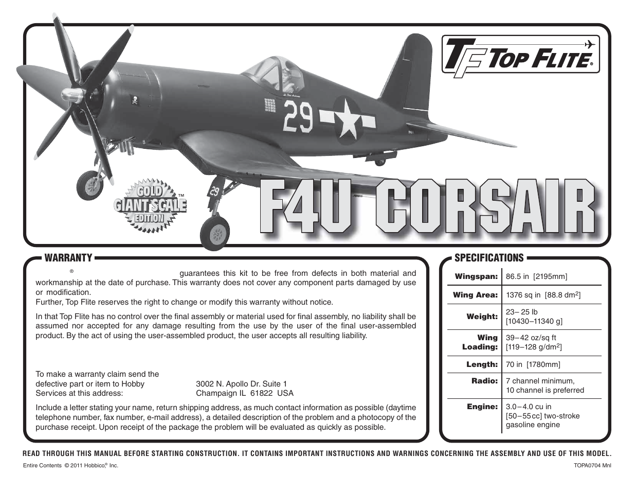 Top Flite TOPA0704 User Manual | 48 pages