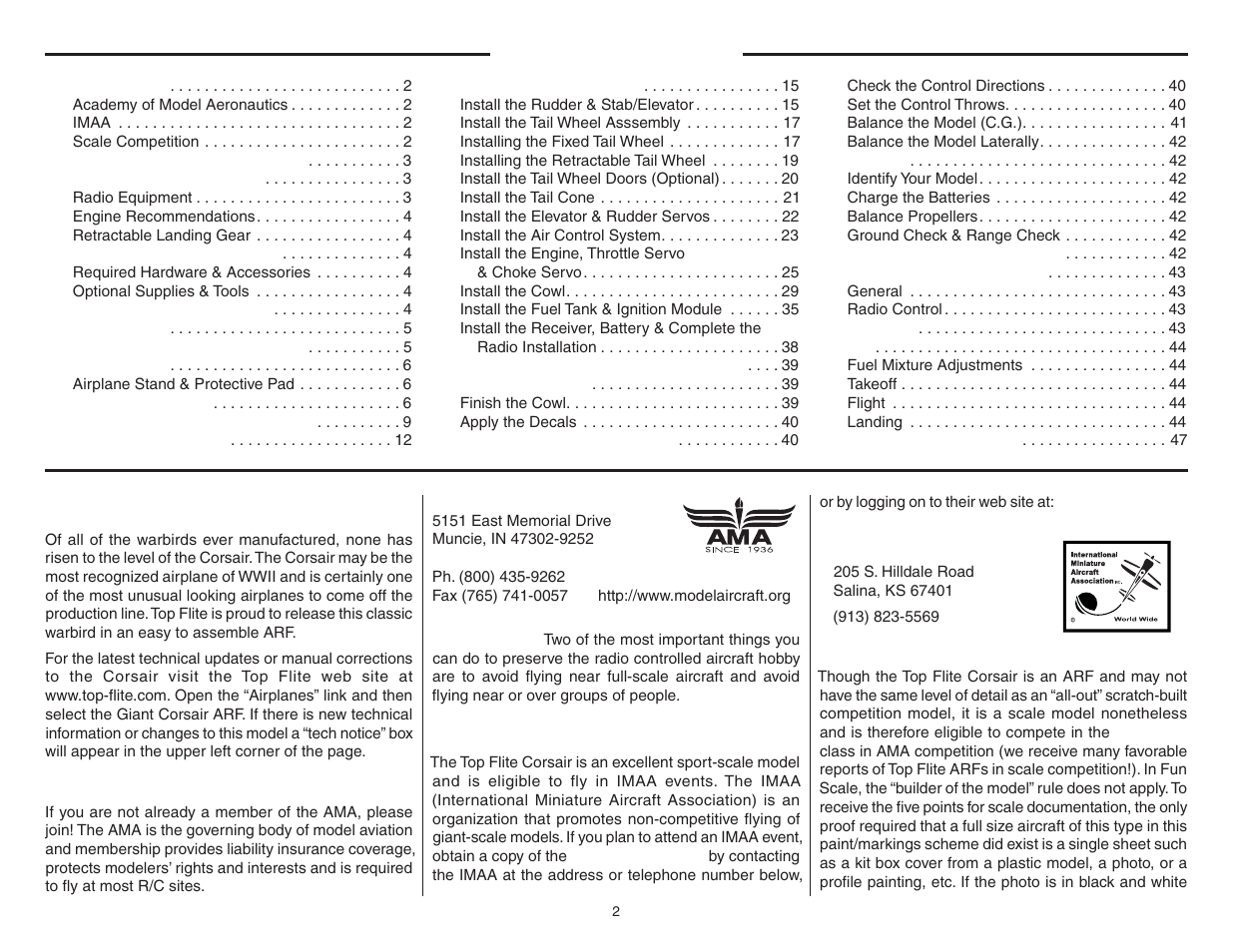 Top Flite TOPA0704 User Manual | Page 2 / 48