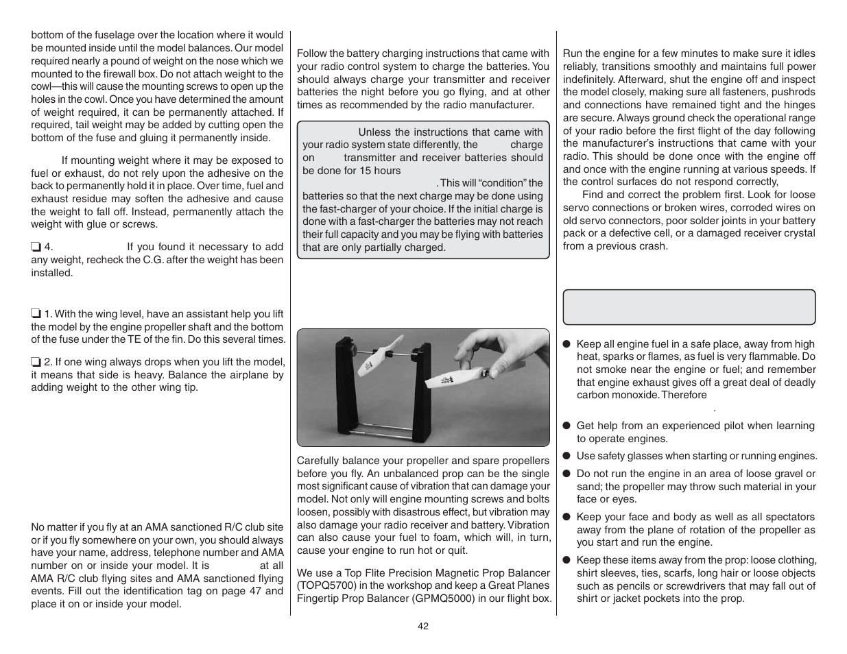 Preflight, Engine safety precautions | Top Flite TOPA0704 User Manual | Page 42 / 48