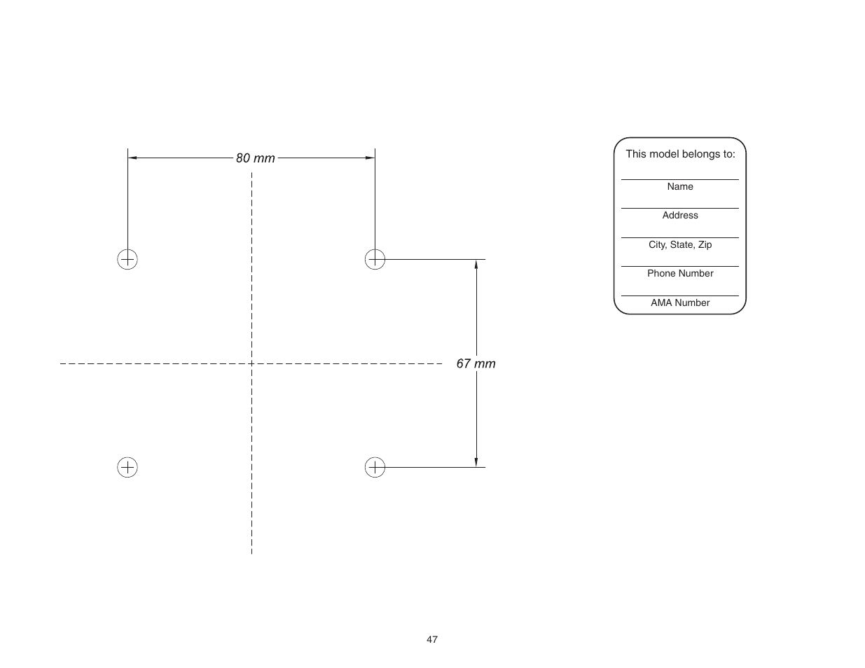 Dle 55 mounting pattern identification tag | Top Flite TOPA0704 User Manual | Page 47 / 48
