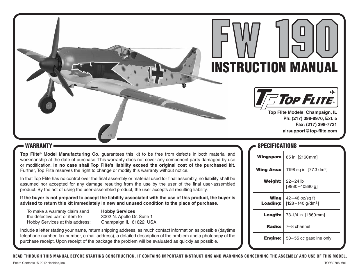 Top Flite TOPA0706 User Manual | 36 pages