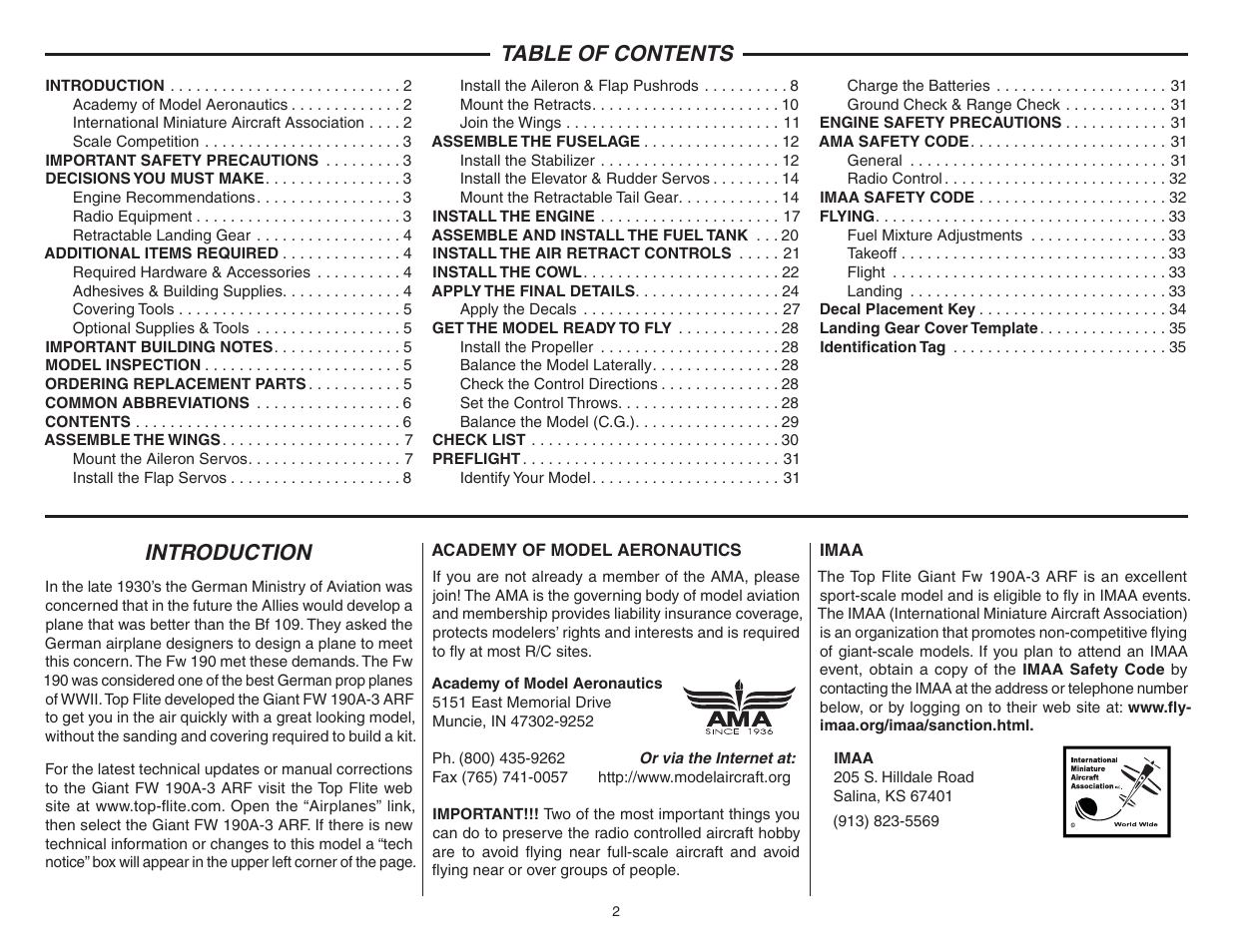 Top Flite TOPA0706 User Manual | Page 2 / 36