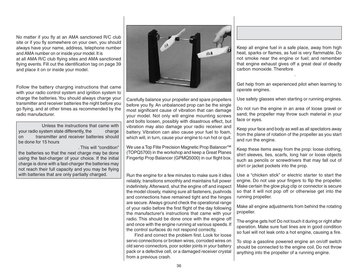Preflight, Engine safety precautions | Top Flite TOPA0705 User Manual | Page 36 / 40