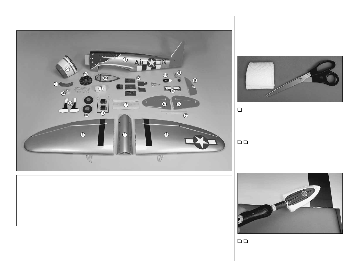 Assemble the wings, Kit contents | Top Flite TOPA0703 User Manual | Page 7 / 36