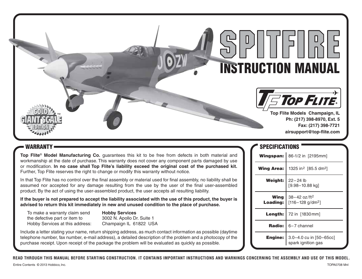 Top Flite TOPA0708 User Manual | 36 pages