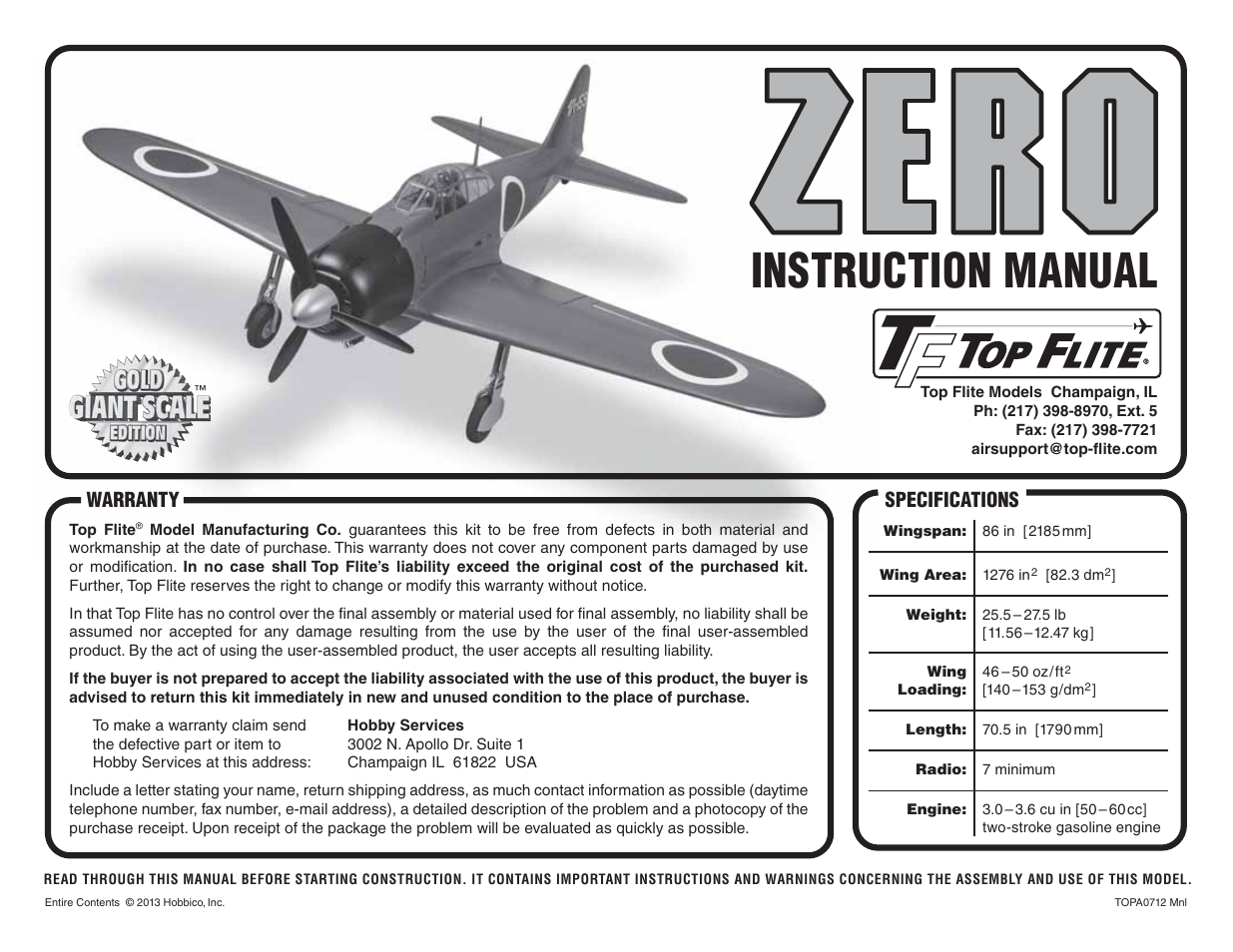 Top Flite TOPA0712 User Manual | 40 pages