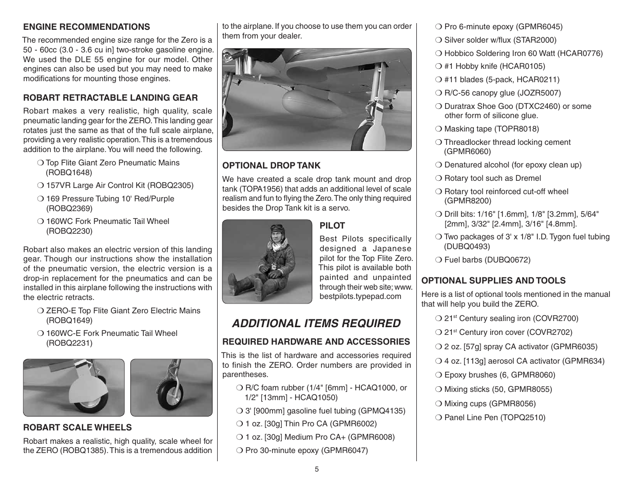 Additional items required | Top Flite TOPA0712 User Manual | Page 5 / 40