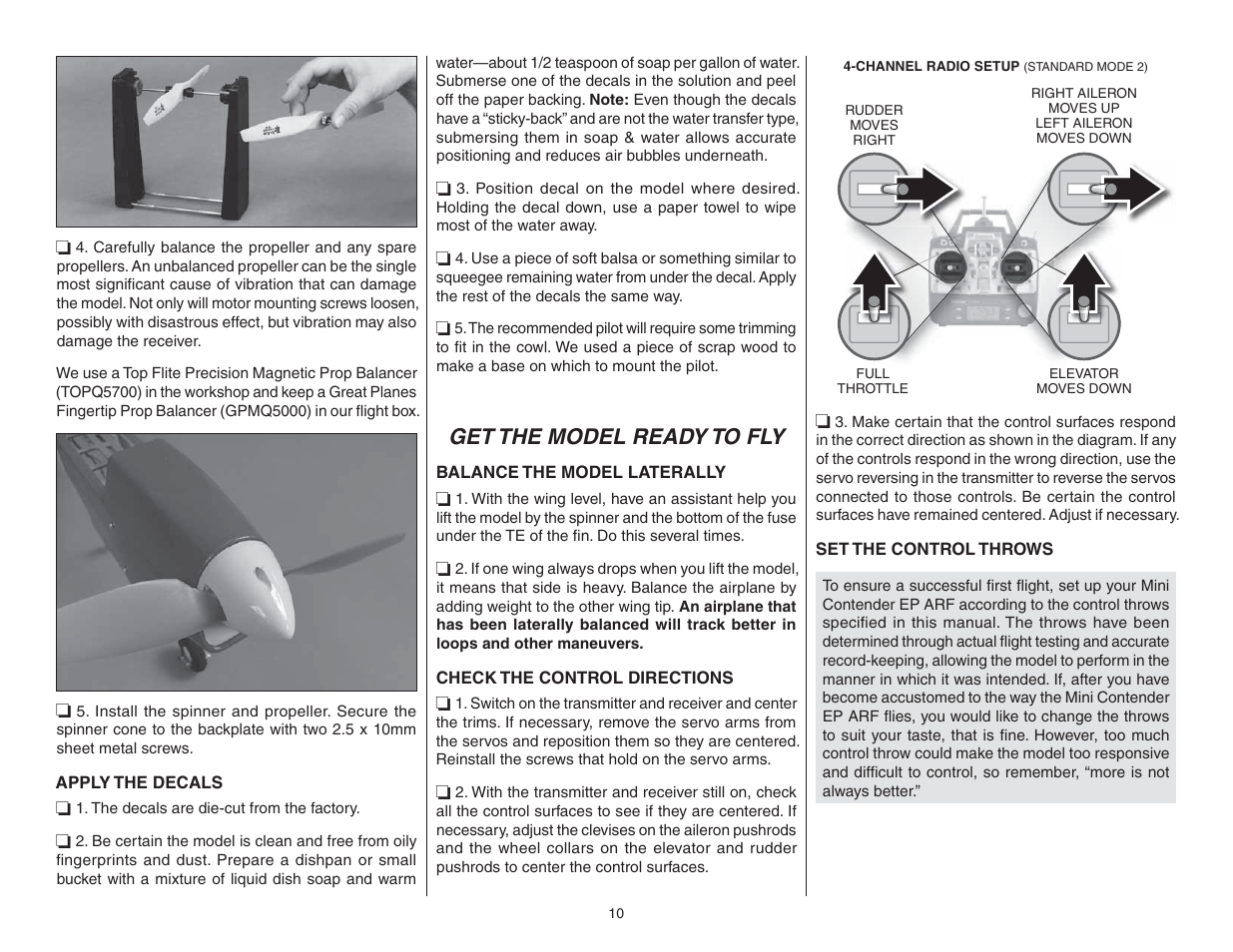 Get the model ready to fly | Top Flite TOPA1025 User Manual | Page 10 / 16