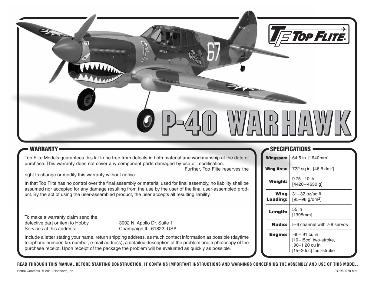 Top Flite TOPA0970 User Manual | 32 pages