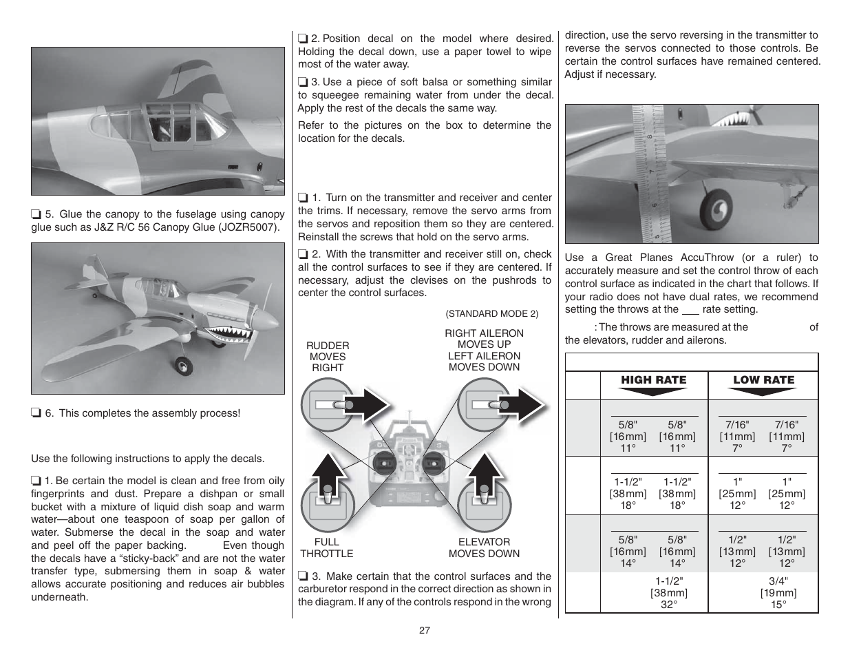 Apply the decals, Get the model ready to fly | Top Flite TOPA0970 User Manual | Page 27 / 32