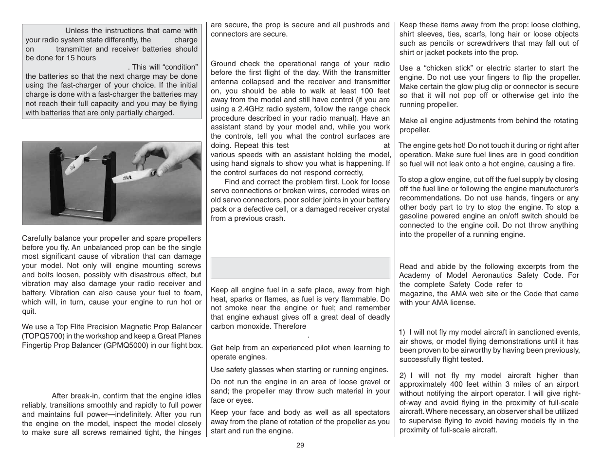 Engine safety precautions, Ama safety code (excerpts) | Top Flite TOPA0970 User Manual | Page 29 / 32