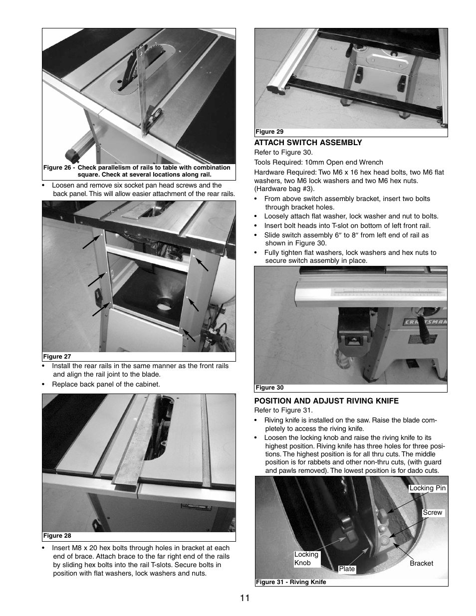 Craftsman CONTRACTOR 351.21833 User Manual | Page 11 / 36