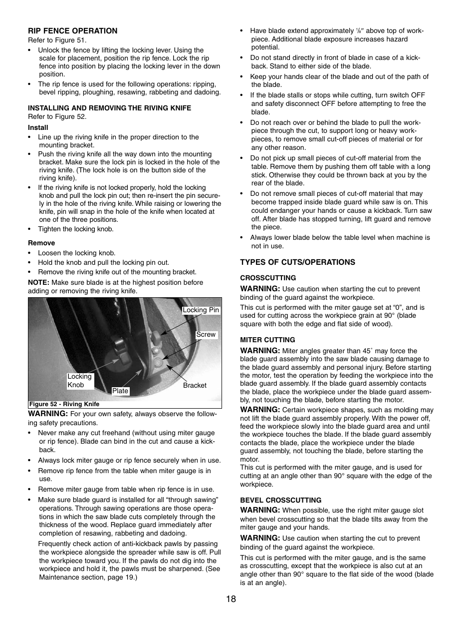 Craftsman CONTRACTOR 351.21833 User Manual | Page 18 / 36