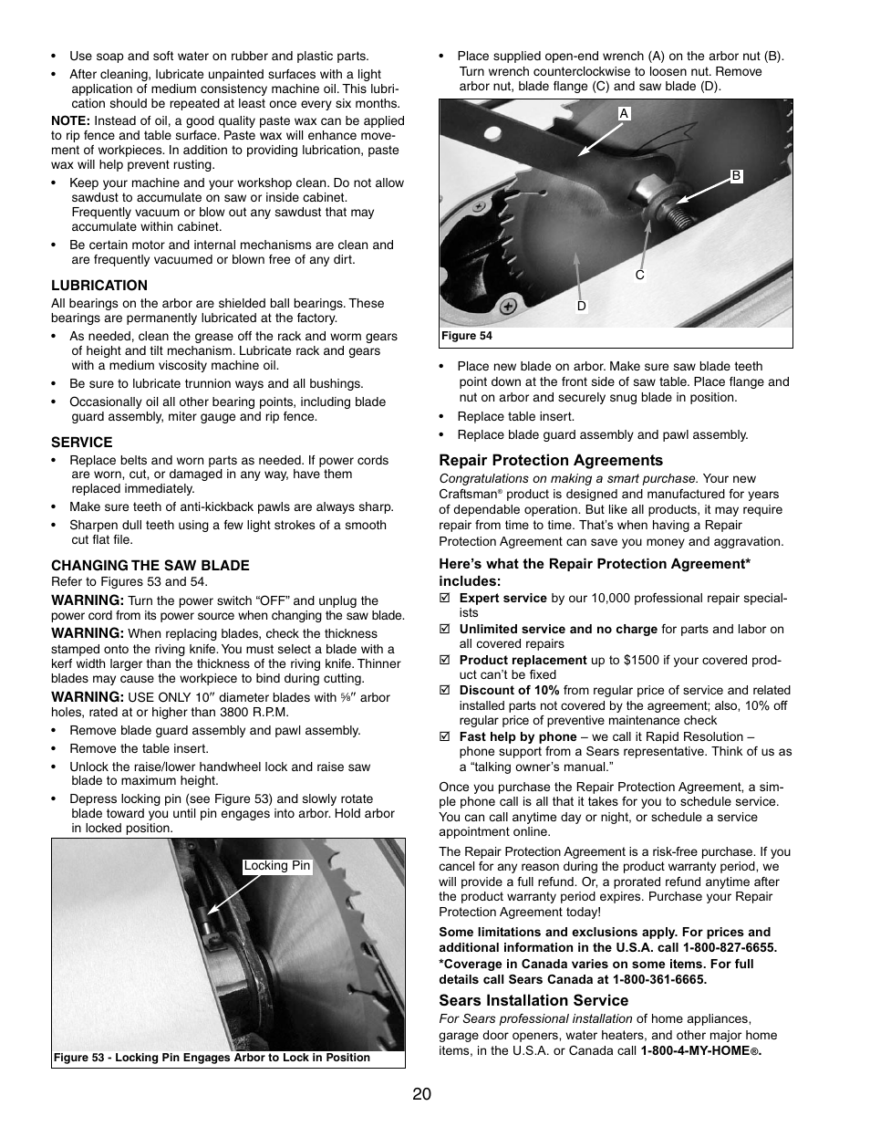 Craftsman CONTRACTOR 351.21833 User Manual | Page 20 / 36