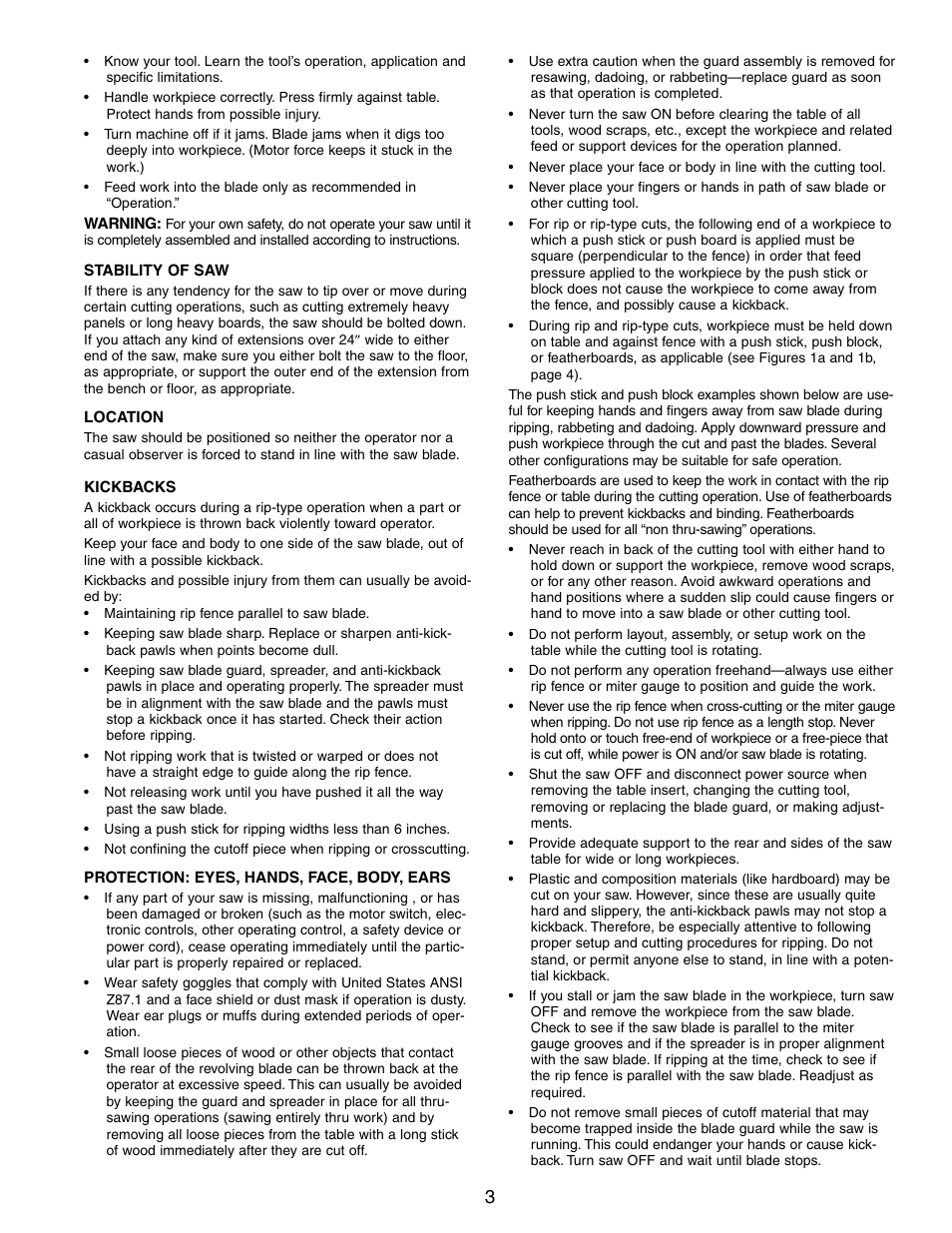 Craftsman CONTRACTOR 351.21833 User Manual | Page 3 / 36