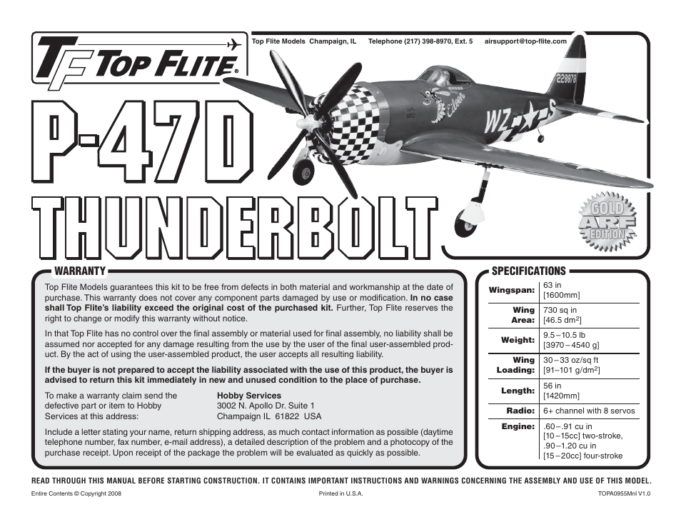 Top Flite TOPA0955 User Manual | 36 pages