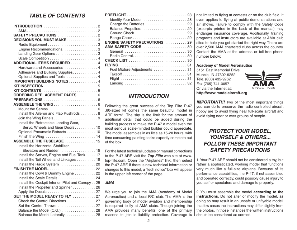 Top Flite TOPA0955 User Manual | Page 2 / 36