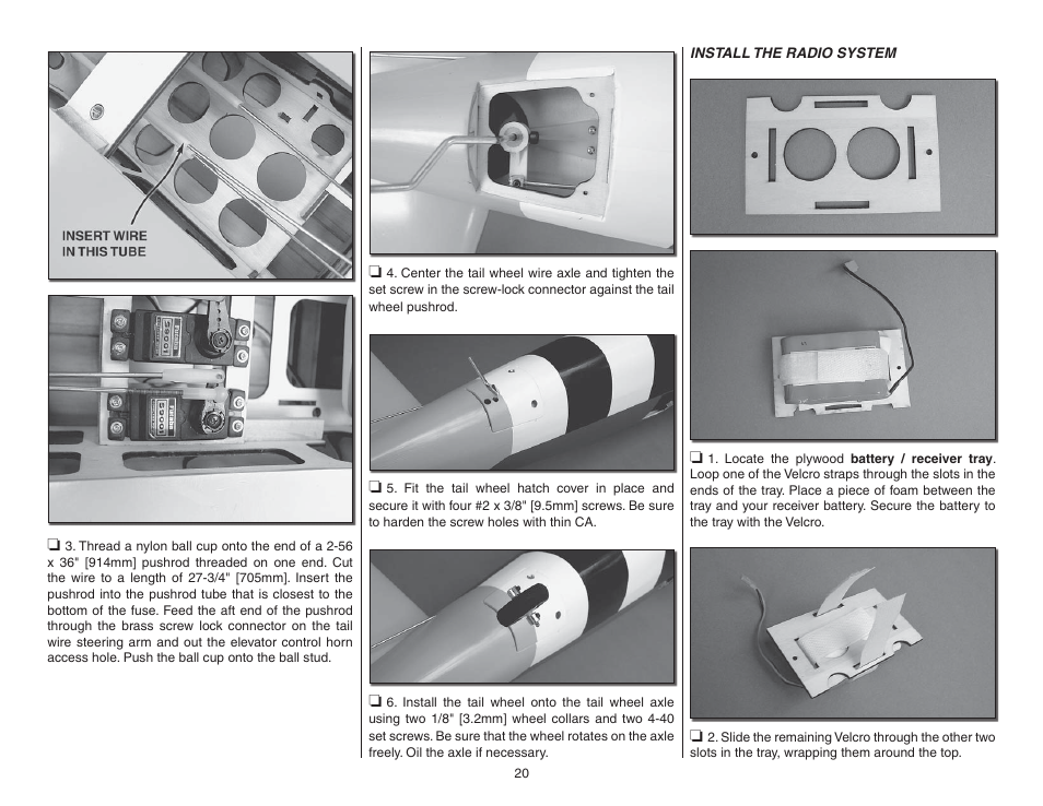 Install the radio system | Top Flite TOPA0955 User Manual | Page 20 / 36