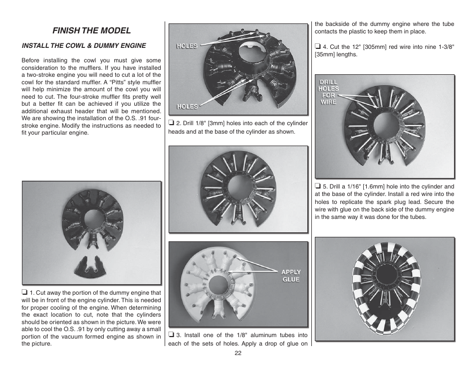 Finish the model, Install the cowl & dummy engine | Top Flite TOPA0955 User Manual | Page 22 / 36